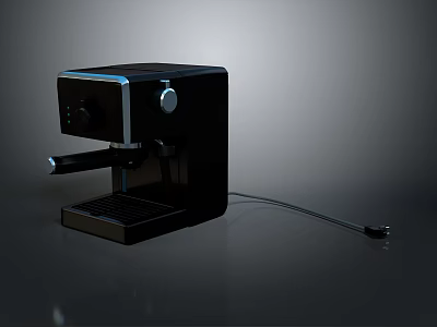 Modern Sleek Black Coffee Machine With Control Knob Drip Tray And Power Cord 3d model