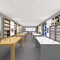 Modern Electronics Store Interior With Display Tables Shelves And Smartphones Laptops