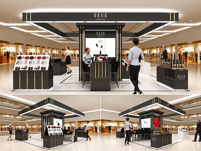 ELLE Brand Modern Shopping Mall Retail Counter With Stylish Display Shelves And Lighting 3d model