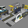 Motorcycle Exhibition Area Display Booth With Model And Interactive Showcase Elements