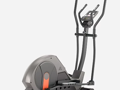 Modern Elliptical Trainer With Gray Frame Orange Accent And Digital 3d model
