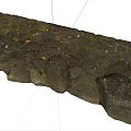 Rustic Stone Paved Ground With Irregular Stones Green Grass In Gaps And Fallen Leaves