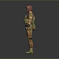 Camouflage Uniformed Soldier In Military Gear With Helmet And Tactical Vest