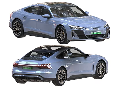 Audi Electric Coupe Car With Sleek Body Design Front Rear Views 3d model