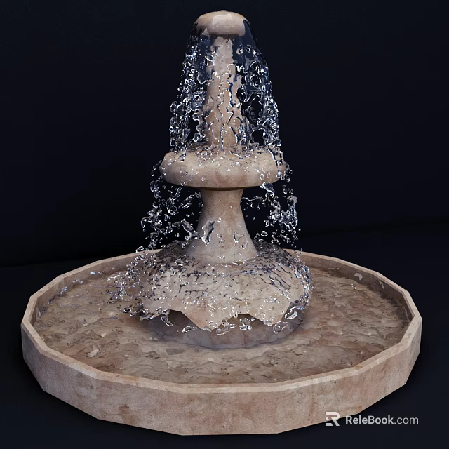 Decorative Stone Garden Fountain With Multi Tiered Design And Flowing Water 3d model 