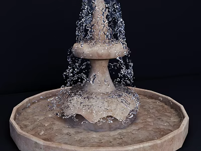 Decorative Stone Garden Fountain With Multi Tiered Design And Flowing Water 3d model