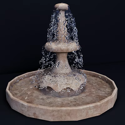 Decorative Stone Garden Fountain With Multi Tiered Design And Flowing Water 3d model