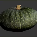 Fresh Green Pumpkin With Yellow Spots On Dark Background For Healthy Food