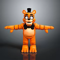 Orange Cartoon Bear Character With Black Top Hat Bow Tie And Open Arms Toy Figure