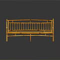 Natural Bamboo Outdoor Bench with Yellow Finish Backrest and Armrests Design