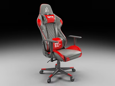 Gray and Red Ergonomic Racing Style Office Chair with Breathable Mesh Back and Swivel Base 3d model