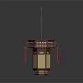 Traditional Red Hanging Lantern With Wooden Frame And Translucent Panels For Home Decor