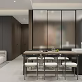 Modern Living Dining Room Interior With White Sofa TV Wall Rug And City View Window