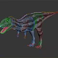 Realistic Tyrannosaurus Rex With Blue Black Patterns Open Mouth Standing On Dark Background