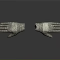 Silver Textured Gloves With Square Label On Palm For Daily Use 3d model