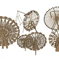 Decorative Wooden Windmill Garden Ornaments with Various Sizes and Intricate Designs