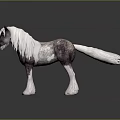 3D Rendered Standing Horse With Long White Mane Gray White Body And White Hooves