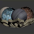 Decorative Spheres With Woven Striped Textures And Various Colors On Wooden Tray