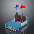Blue Police Car Model With Red And Blue Emergency Lights Transparent Windshield And Brown Seats