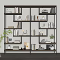 Modern Multi Layer Shelf in Living Room with Books Decorative Items and Small Plants