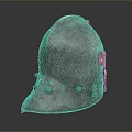 Ancient Metal Weapon Helmet With Riveted Details And Rustic Historical Design