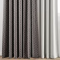 Modern Curtains Design With Patterned Panels And Sheer White Layers 3d model