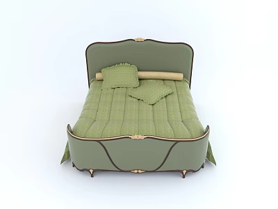 American double bed pillow 3d model