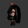 Cartoon Scottish Man With Red Hair Wearing Green Plaid Kilt And Fur Trim
