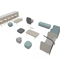 Modern Sofa Coffee Table Combination With Stylish Living Room Interior Design 3d model