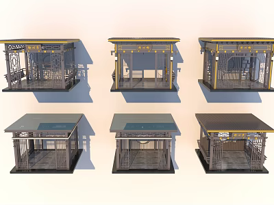 Traditional Chinese Pavilions With Various Roof Designs And Architectural Structures 3d model