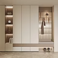 Modern Shoe Cabinet Interior Design With Storage Bench Hanging Hooks Built-in Lights Shoes Underneath