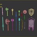 Ancient weapons Cold weapons Medieval items Medieval weapons Swords, spears, halberds, axe hooks 3d model