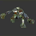 Game Movie Character Sci Fi Mech Robot With Metal Armor And Weapon In Combat Stance