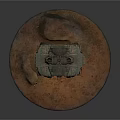 Military Armored Vehicle With Green Camouflage Multi Wheel And Roof Antenna On Rusty Red Ground