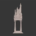 Intricate Castle Architecture Model With Spired Towers Columns And Steps