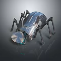 Detailed Mechanical Beetle Character With Metallic Legs Shiny Body And Green Accents