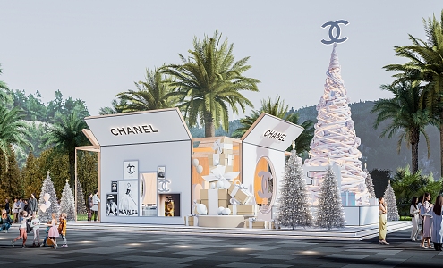 Modern Chanel Construction Luxury Buyers Shop Chanel Perfume Shop Meichen Christmas Tree Gift Box 3d model