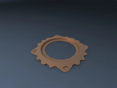 Copper Circular Wall Decor Featuring Gear Like Edges And Modern Design 3d model