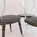 Set of Three Elegant Modern Accent Chairs With Curved Transparent Acrylic Backrest And Black Seat