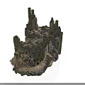 Modern 3D Model Of Weathered Stone Ruins With Brick Details And Tower Structures