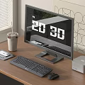 Modern Desktop Computer Setup With 3D Monitor Keyboard Mouse And Speaker 3d model