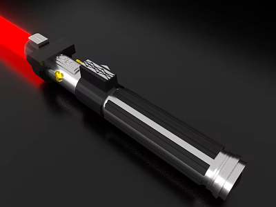 Red Laser Lightsaber With Black And Silver Hilt Design And Metallic Accents 3d model