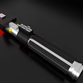Red Laser Lightsaber With Black And Silver Hilt Design And Metallic Accents