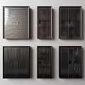 Modern Double Doors With Various Dark Textured Patterns And Smooth Surface Designs 3d model