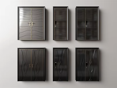 Modern double door single door 3d model