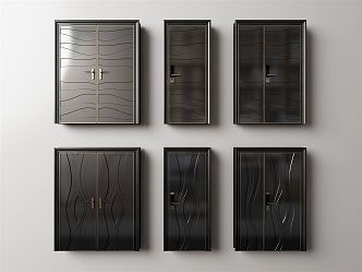 Modern double door single door 3d model