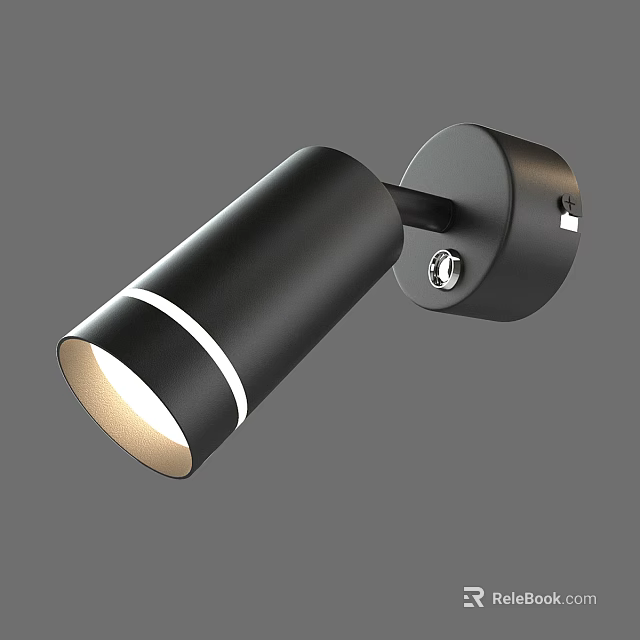 Modern Black Wall Mounted Spotlight Downlight With White Trim Illuminated Design 3d model