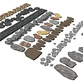 Diverse Natural Stone and Wood Samples With Various Shapes and Colors