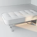 Modern Black Leather Sofa Bench With Tufted Cushion And Metal Legs