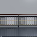 Modern Swing Door Railing With Dark Top And Vertical Bars On Reflective Floor 3d model